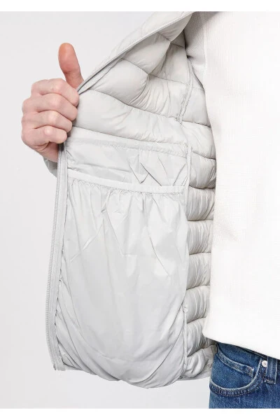 Grey puffer jacket, regular fit, comfortable cut. - 4