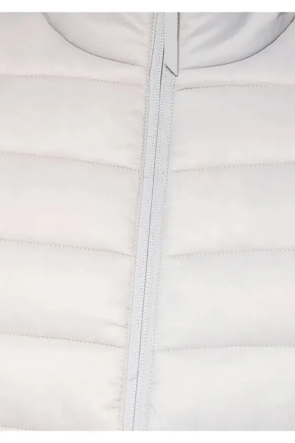 Grey puffer jacket, regular fit, comfortable cut. - 5