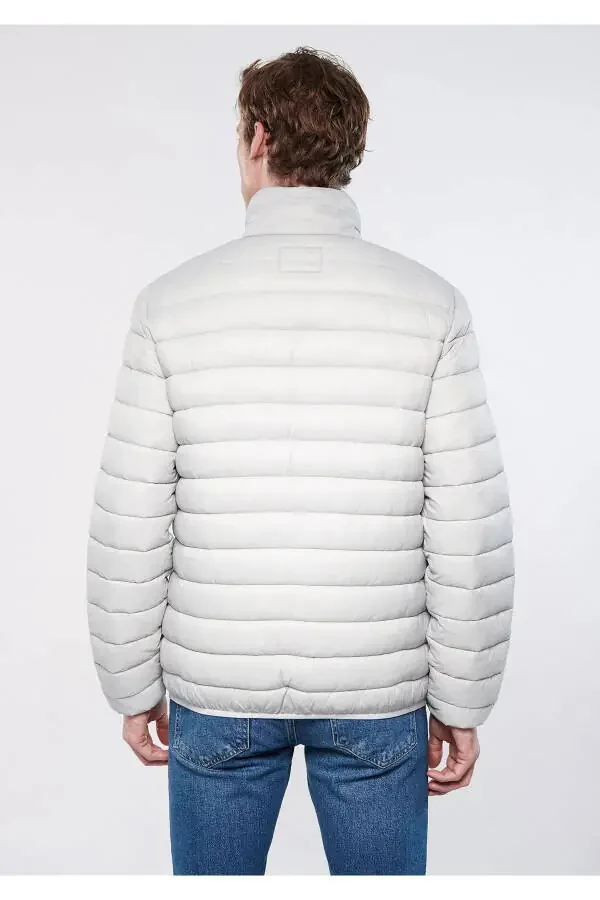 Grey puffer jacket, regular fit, comfortable cut. - 7