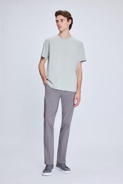 Grey Regular Fit Crew Neck Cotton Knitted T-Shirt - 2