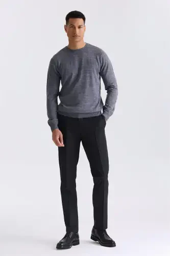 Grey Regular Fit Crew Neck Knitted Sweater - Modazone (1)