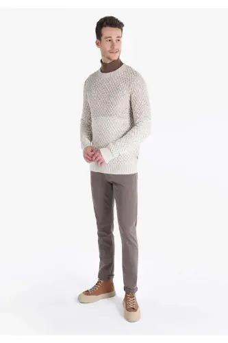 Grey regular fit knitted sweater for men. - 3
