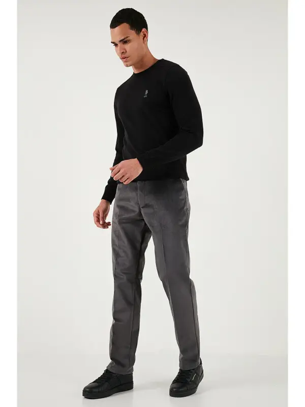 Grey Regular Fit Straight Leg Men's Corduroy Trousers 645merlin-Grey - 3