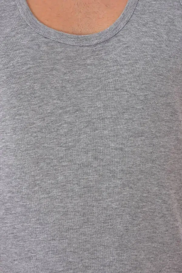 Grey Ribbed Stretch Men's Tank Top - 4