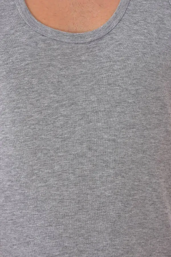 Grey Ribbed Stretch Men's Tank Top - 2