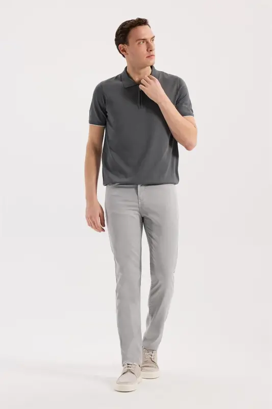 Grey Slim Fit 5-Pocket Jogger Pants - JAKAMEN