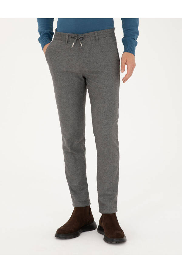 Grey Slim Fit Canvas Trousers - 2
