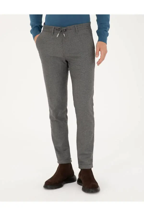 Grey Slim Fit Canvas Trousers - 2