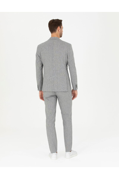 Grey Slim Fit Linen Blend Trousers - 4