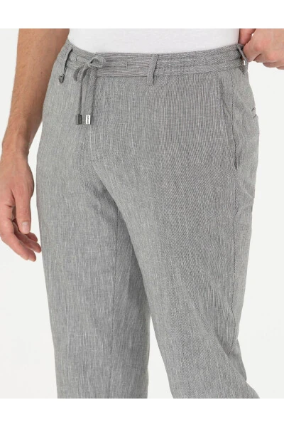 Grey Slim Fit Linen Blend Trousers - 6