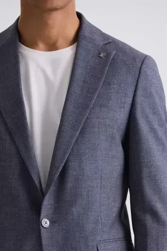 Grey Slim Fit Mono Collar Single Button Casual Suit - 3