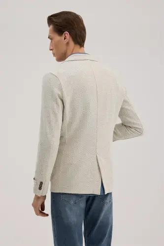 Grey Slim Fit Notch Lapel Patterned Jacket - 4