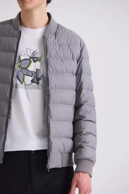 Grey Slim Fit Shirt Collar Jacket - 3