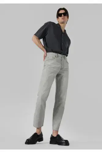Grey straight fit jeans for men. - 1