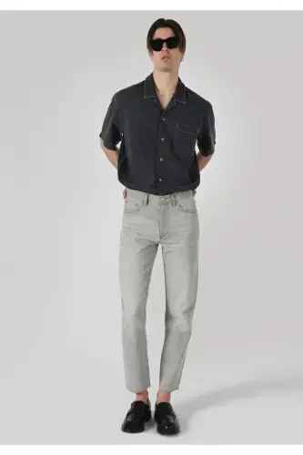 Grey straight fit jeans for men. - 3