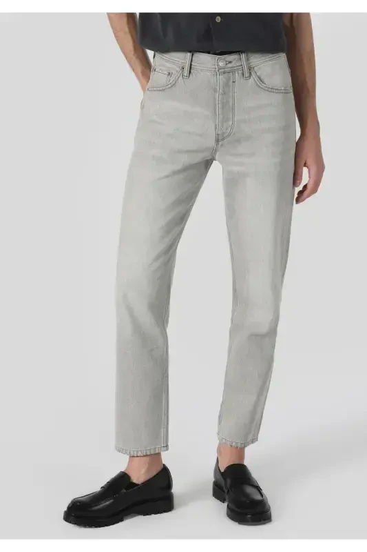 Grey straight fit jeans for men. - 4