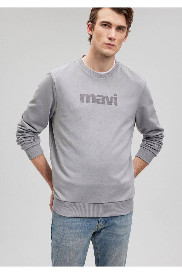 Grey Sweatshirt with Logo Print 066303-70098 - 19