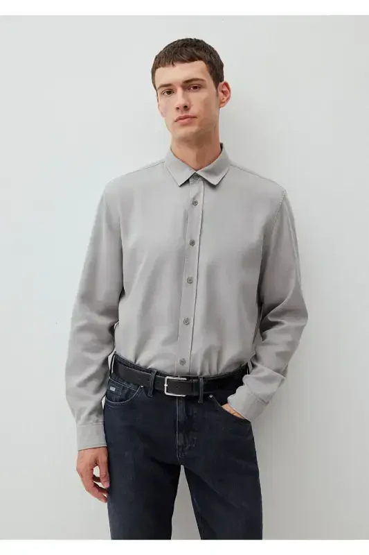 Grey Tencel TM Lyocell Shirt Regular Fit - 3