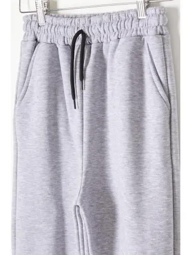 Grey Three-Thread Brushed Elastic Waist Kids Sweatpants 16761-Grey - LC WAIKIKI (1)