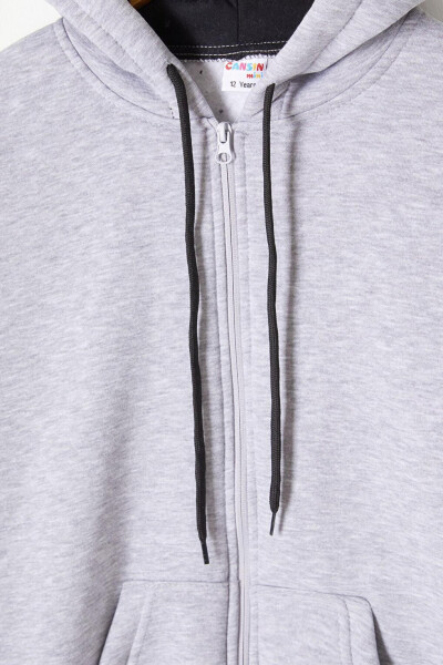 Grey Three-Thread Fleece Hooded Kids Sweater 16765 - 11