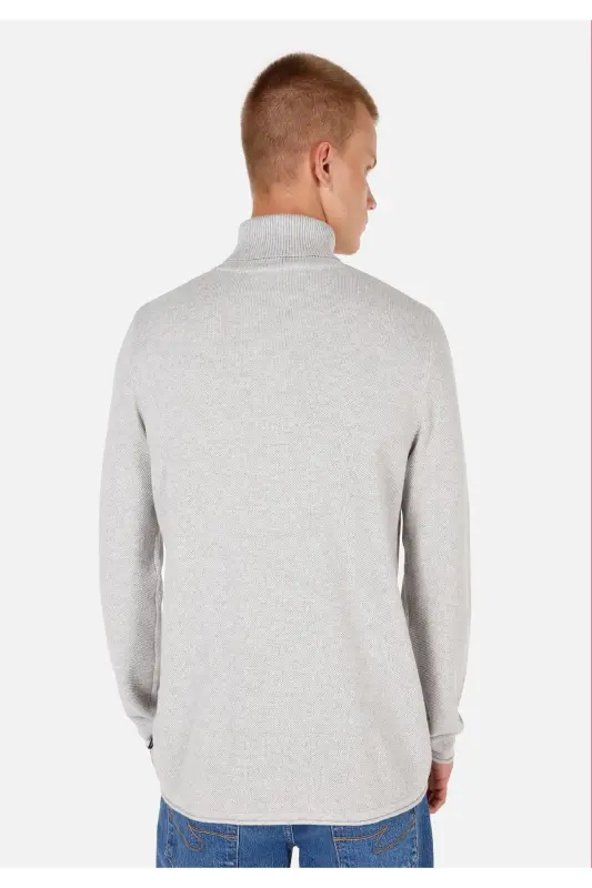 Grey turtle neck sweater for men. - 2