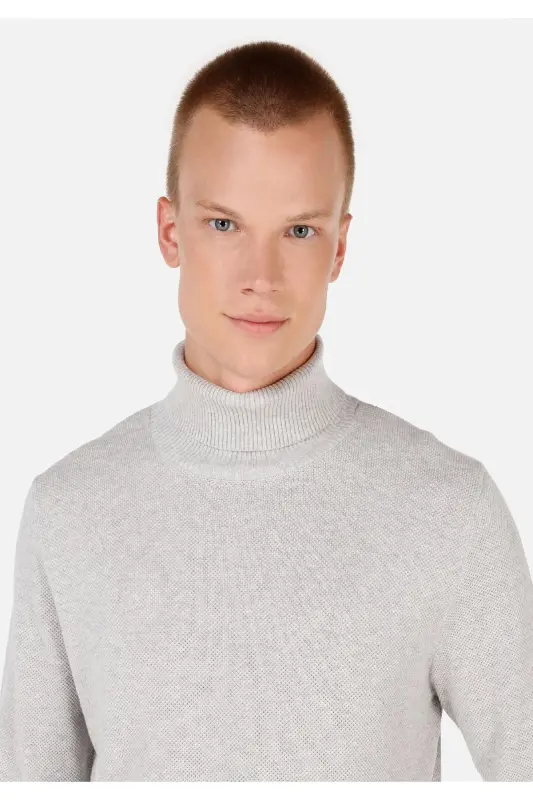 Grey turtle neck sweater for men. - 4