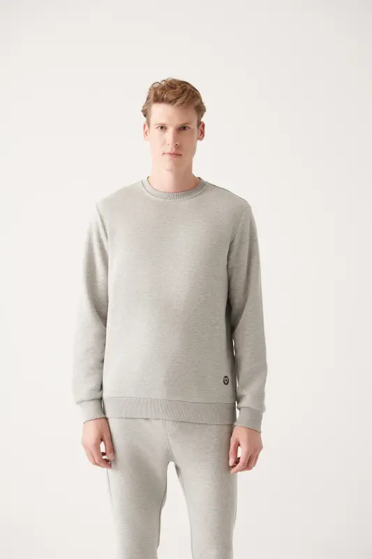 Grey Unisex Crew Neck Sweatshirt - 1