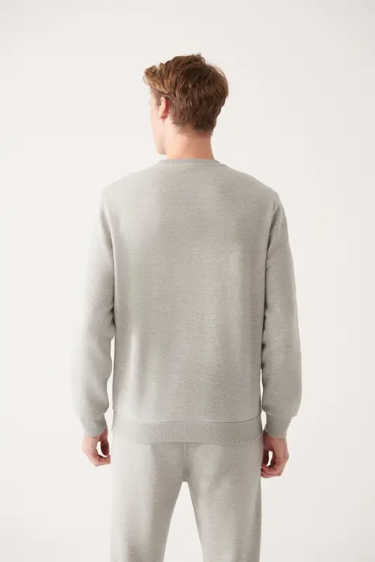 Grey Unisex Crew Neck Sweatshirt - 4