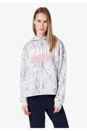 Grey women's sweatshirt, regular fit, hooded, printed. Cl1065957 - 1