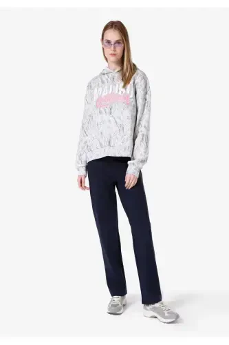 Grey women's sweatshirt, regular fit, hooded, printed. Cl1065957 - 3