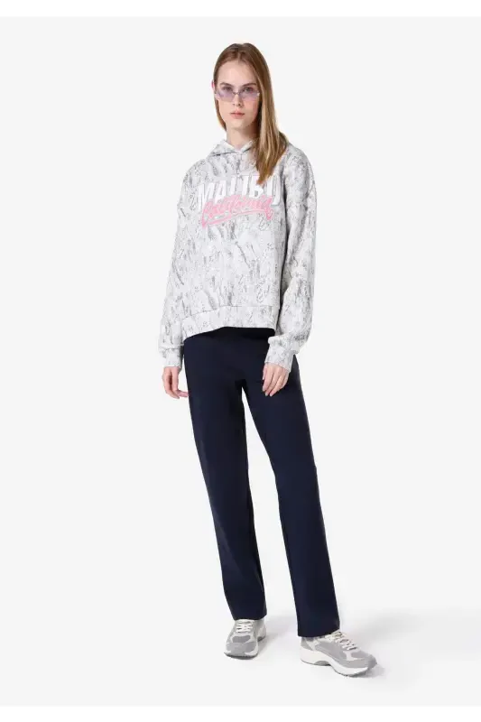 Grey women's sweatshirt, regular fit, hooded, printed. Cl1065957 - 3