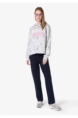 Grey women's sweatshirt, regular fit, hooded, printed. Cl1065957 - 3