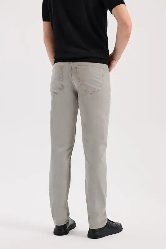 Gri-1 Slim Fit 5 Cho'ntakli Sportiv Shim - 4