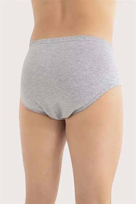 Gri 6'lı Paket Erkek Külot %100 Pamuk Penye - 4