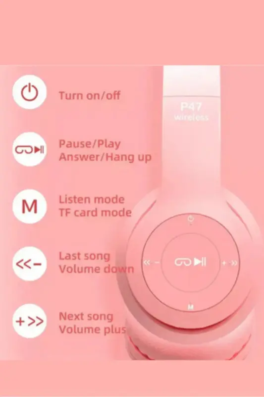 A Kalite Vilya Kedi Kulağı Detaylı Bluetooth Kablosuz Uyumlu Kulaklık Çocuk Oyuncu - YEŞİL - 2