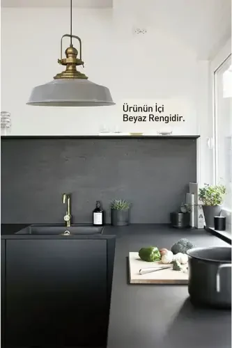 Gri Asaletli Tekli Avize Eskitme Başlık Retro Sarkıt Lamba Restoran Cafe Salon Avizeleri-Gri - BAMYUM (1)