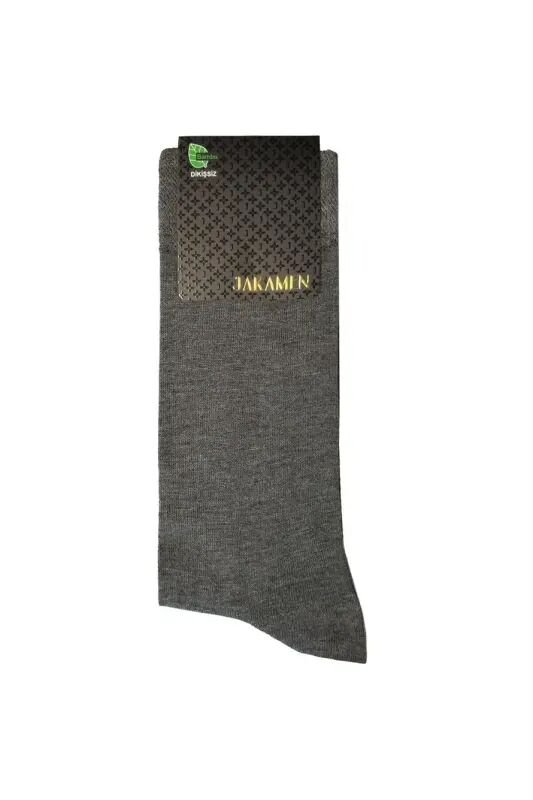 Gri Bambu Tekli Soket Çorap - JAKAMEN