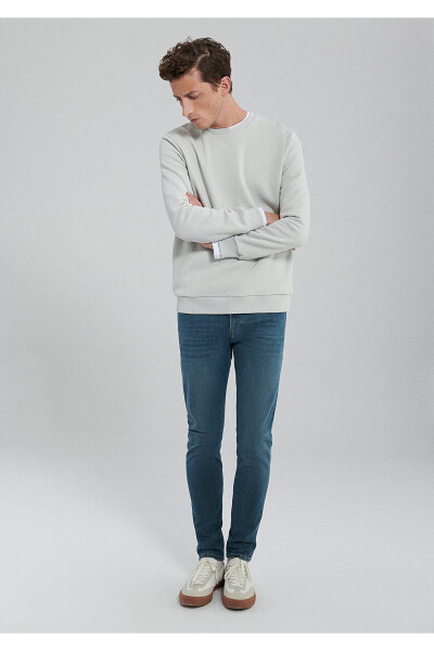 Bisiklet Yaka Gri Basic Sweatshirt 0610060-80618 - 1