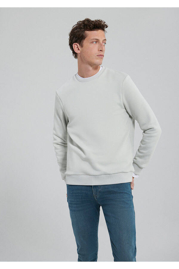 Bisiklet Yaka Gri Basic Sweatshirt 0610060-80618 - 2