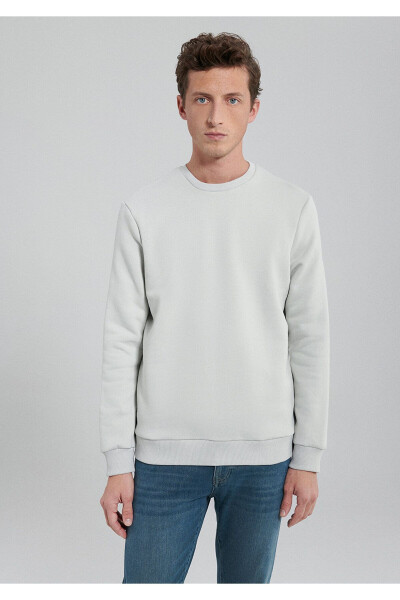 Bisiklet Yaka Gri Basic Sweatshirt 0610060-80618 - 3