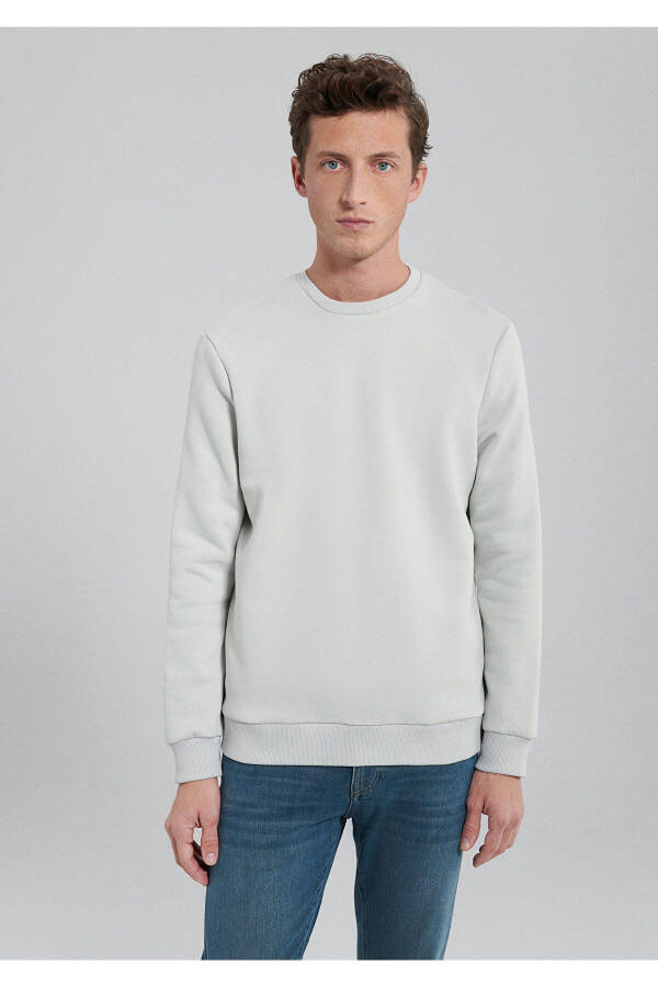 Bisiklet Yaka Gri Basic Sweatshirt 0610060-80618 - 3