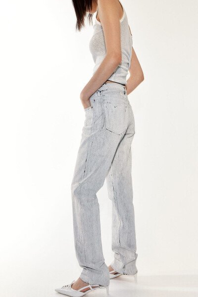 Kadın Gri Çatlak Görünümlü Jean Pantolon - H&M