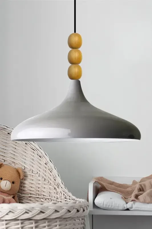 Gri Champion Ahşap Boncuklu Tekli Avize Sarkıt Salon Mutfak Butik Lamba-gri - BAMYUM