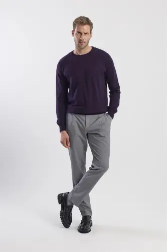 Gri Comfort Fit Çift Cep Kapaklı Pileli Yan Cep Pantolon - 2