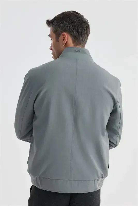 Gri Comfort Fit Dik Yaka Casual Mont - 5