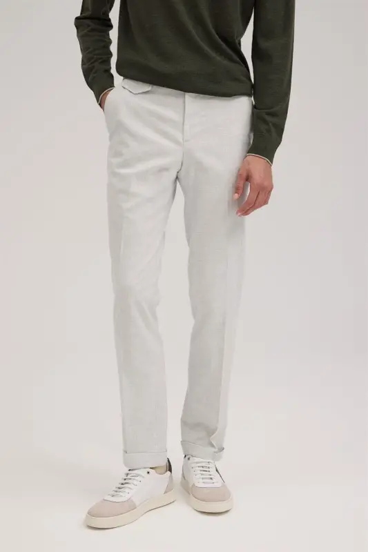 Gri Comfort Fit Duble Paça Kumaş Pantolon - 1