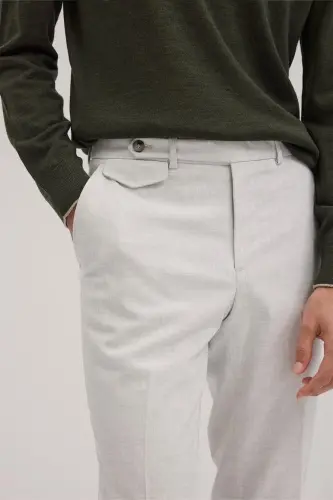 Gri Comfort Fit Duble Paça Kumaş Pantolon - 3