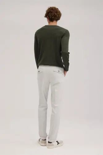 Gri Comfort Fit Duble Paça Kumaş Pantolon - 4