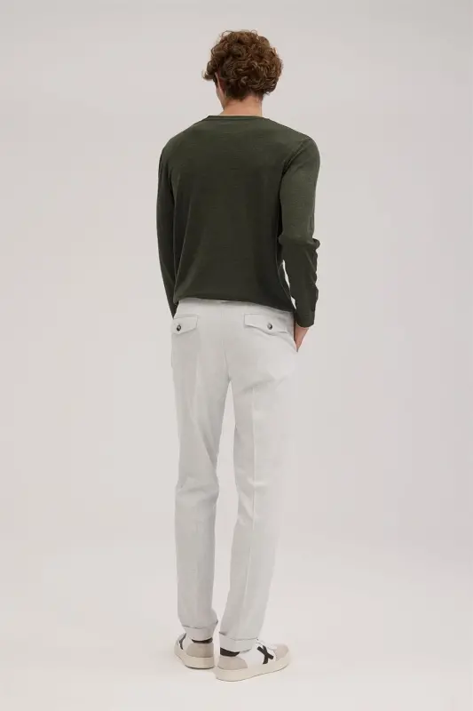 Gri Comfort Fit Duble Paça Kumaş Pantolon - 4