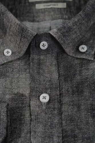 Gri Comfort Fit Gofre Kumaş Düğmeli Yaka Desenli Gömlek - JAKAMEN (1)